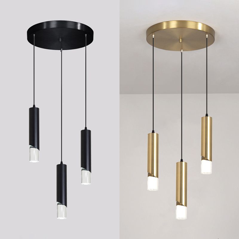 Tube Dinning Room Hanging Light Fixture Metal Simple Style Pendant Light Fixture