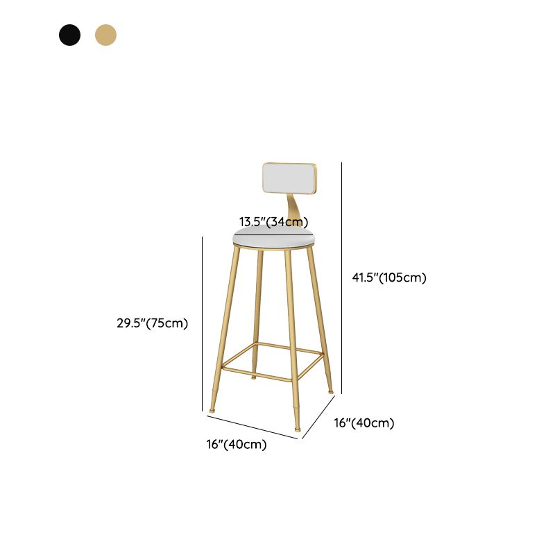 Low Back Faux Leather Dining Stools Armless Bar Stools with Metal Base