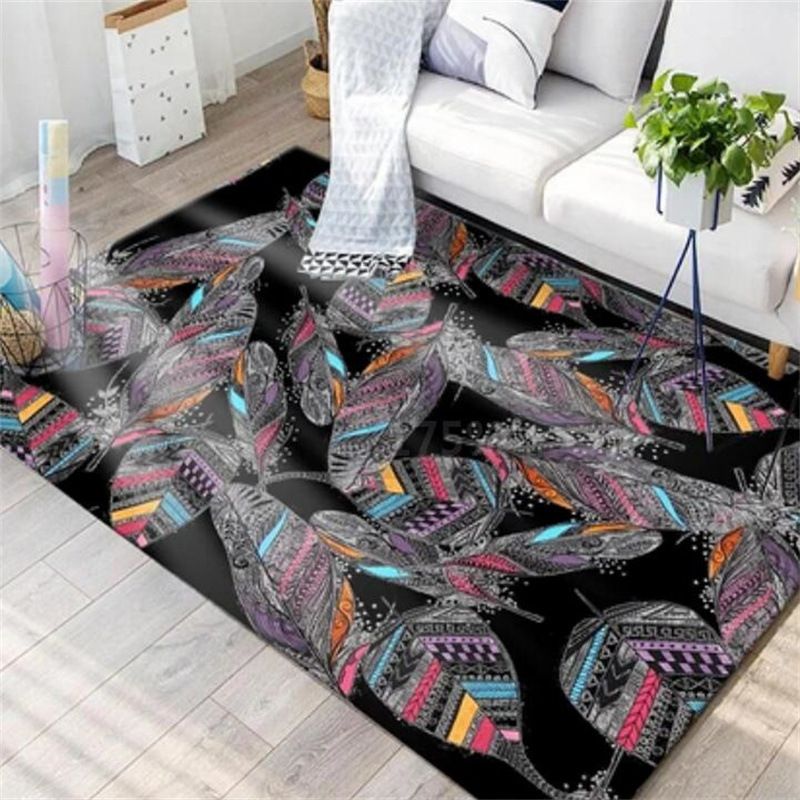 Bohemian Chevron Print Rug Polyester Indoor Carpet Non-Slip Backing Area Rug for Living Room