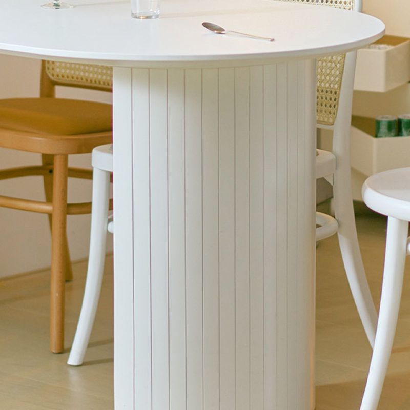 White Dinette Table with Pine Wood Base Modern Free Form Dining Table