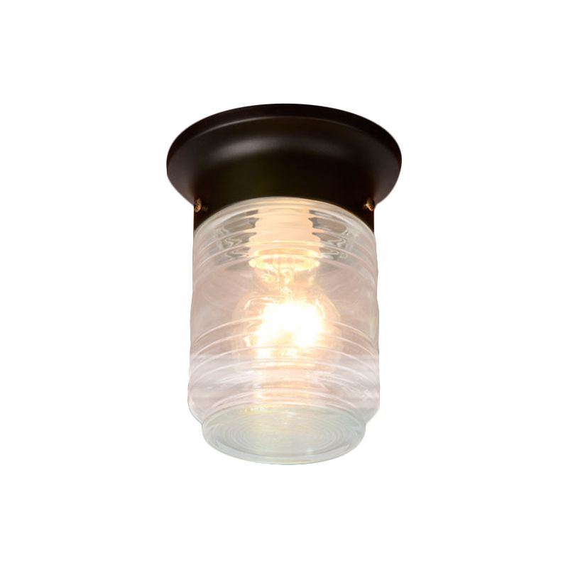 Plafonnier cylindrique moderne en verre soufflé à la main, 1 lumière, blanc/noir, plafonnier encastré
