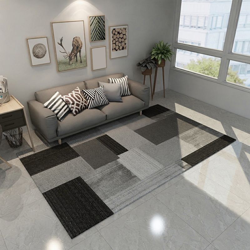 Dark Modern Style Teppich Polyester Farbe Geometrische gemusterte Teppichmaschine Waschleitschneidententeppich für Raum