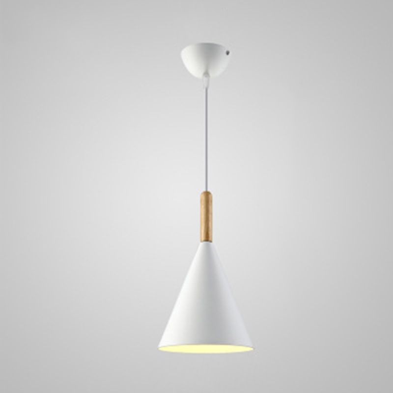 6.3 Inches Wide Mini Pendant Lamp with Metal Cone Shade Nordic Macaroon Style 1-light Hanging Light