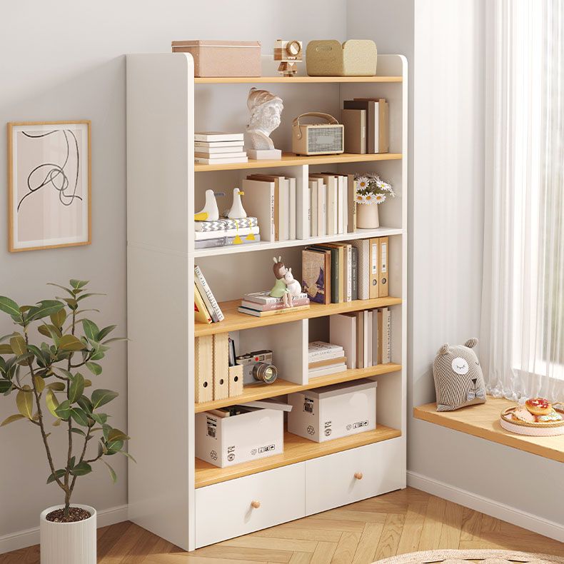 Modern Style Bookcase with Drawer Engineered Wood Shelf for Living Room