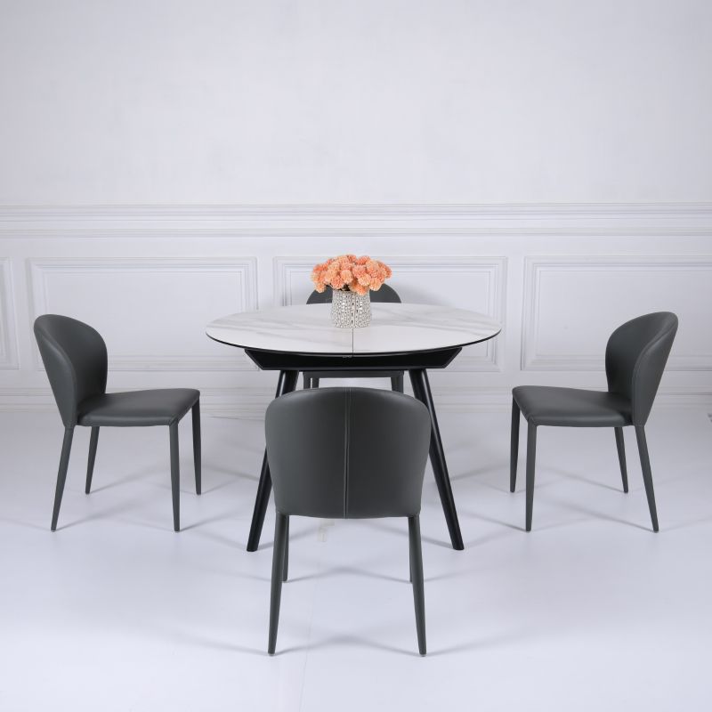 Minimalistische stijl armloze vaste achterzijde stoelen lederen eetkamerstoelen voor thuis