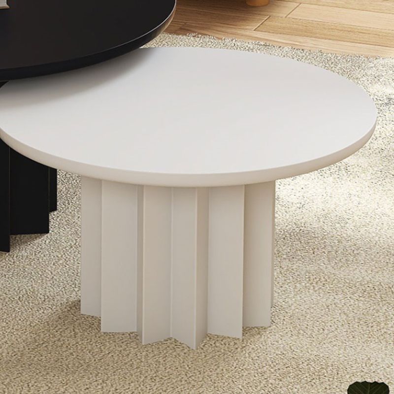 Contemporary Solid Wood Pedestal Cocktail Table Round Single Coffee Table