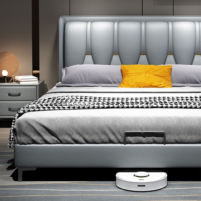 Modern Wingback Bed with Wingback Headboard and Metal Legs Bed