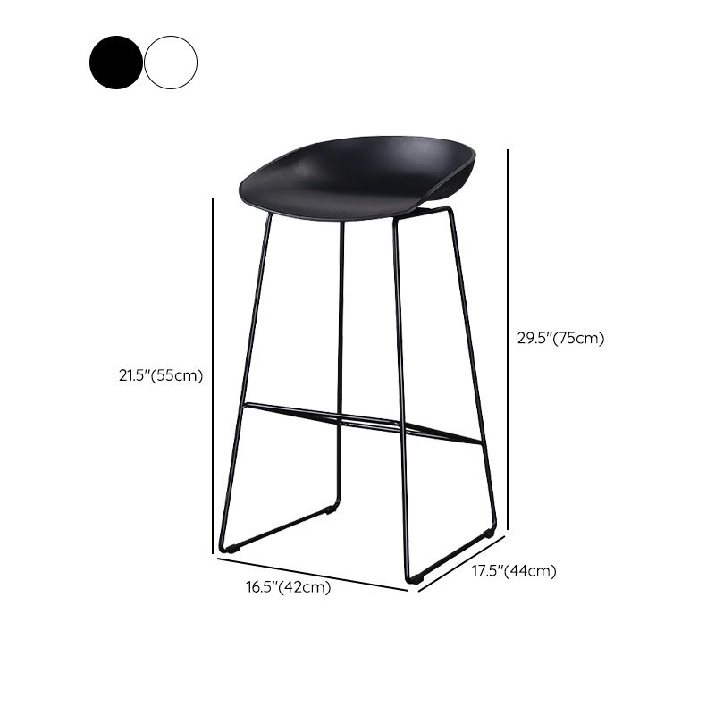 Scandinavian Style Barstool Plastic Low Back Bar Stool with Footrest