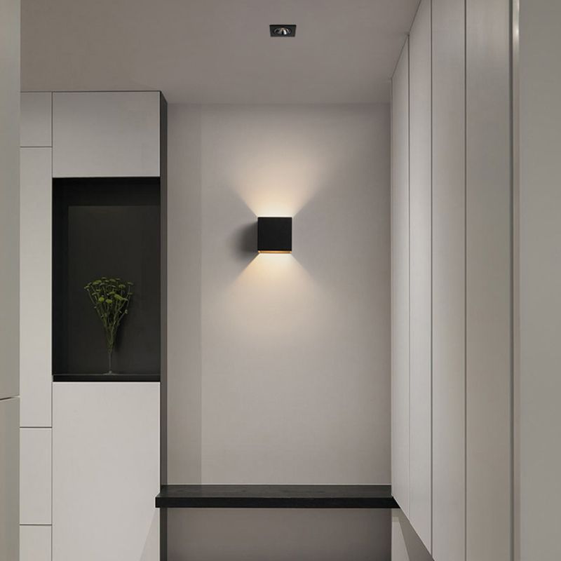 Lámparas de pared cuadradas de 4 "con sombra de vidrio con luces aplastas de pared contemporáneas en interiores