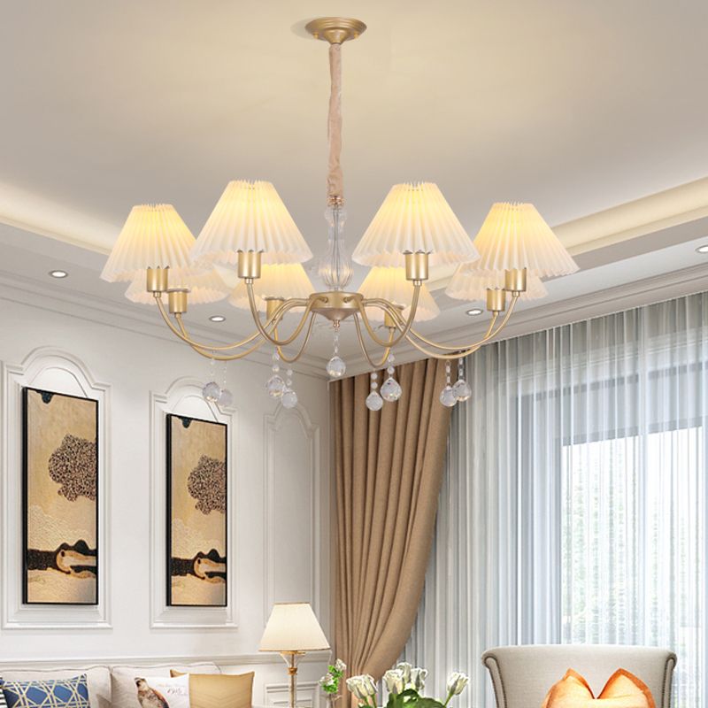 Multi-Head Chandelier Lighting Fixture Traditional Cone Suspension Light with Fabric Shade