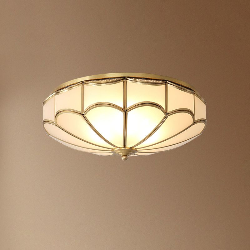 Gold Dome Forma Flush Montaggio Illuminazione Minimalismo Crema Vetro Camera Scarico Soffitto Luce