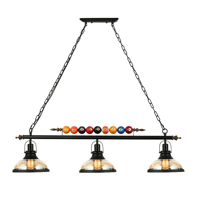 Glass Glass Black Island Canderant Dome Dome 2/Light Rustic Hanging Kit con sfere a più colori