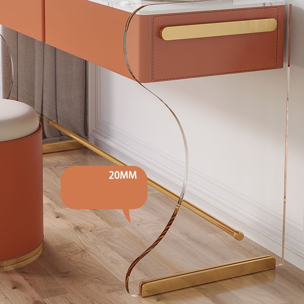 Glam Double Drawers Vanity Set Marble Make-up Vanity for Bedroom