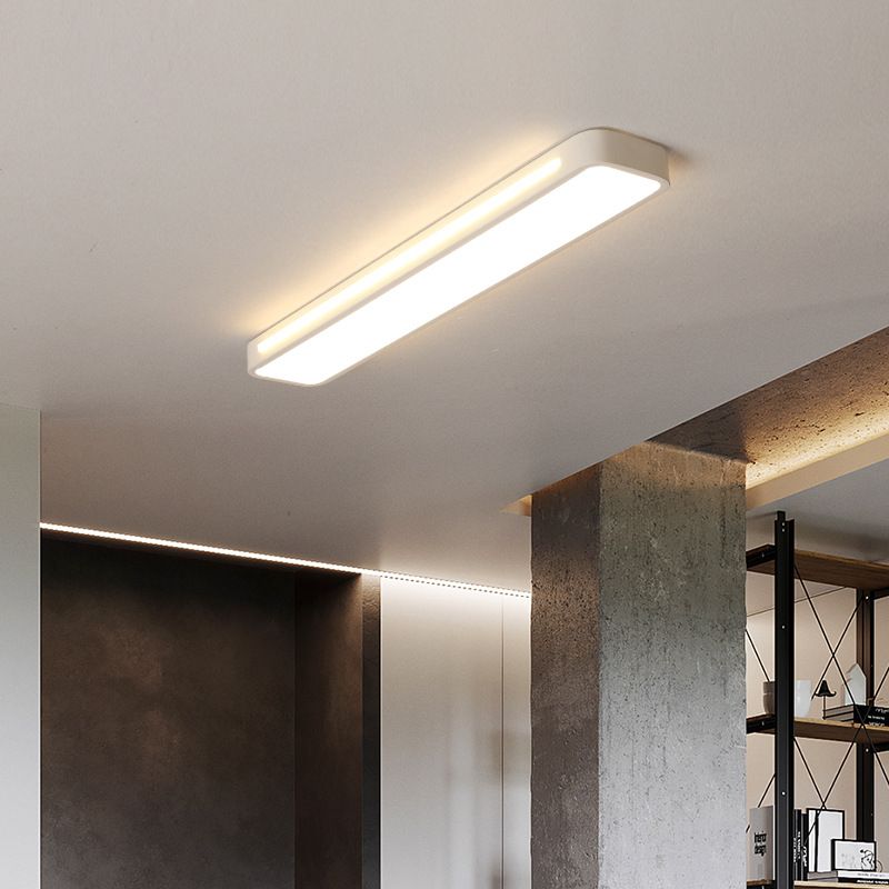 Plafonnier rectangulaire moderne à LED en métal blanc avec diffuseur en acrylique en lumière blanche/chaude, 48,3 cm/58,4 cm/78,7 cm de large