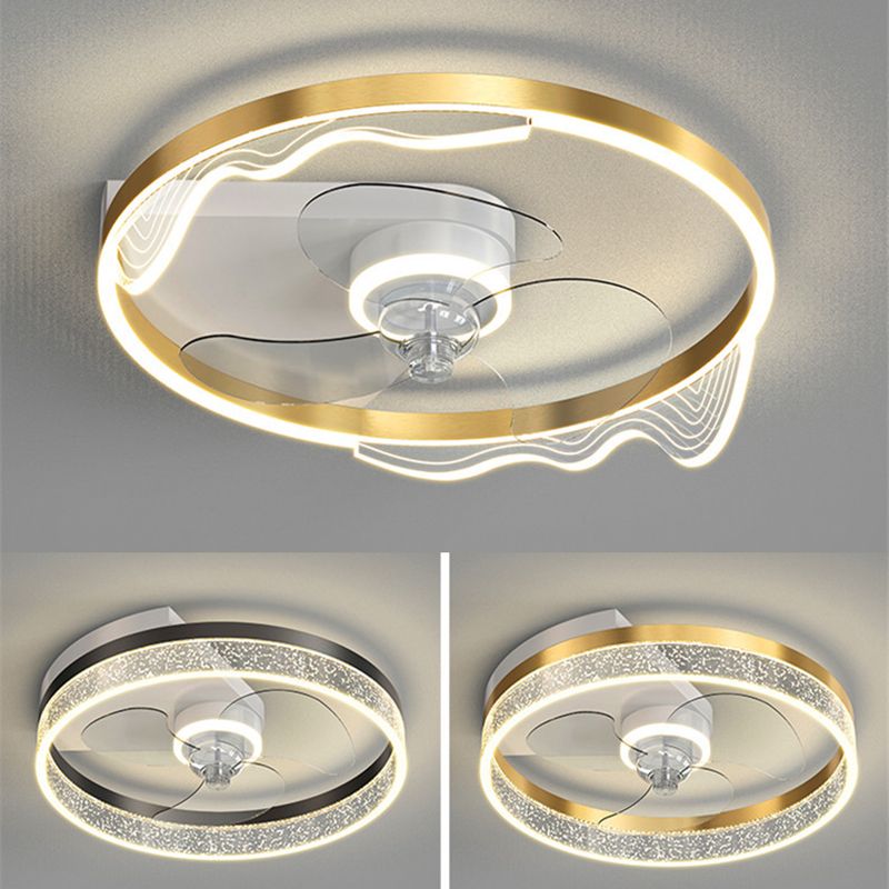 Metal Round Shape Ceiling Fan Modern Style Multi Lights Ceiling Fans Fixtures