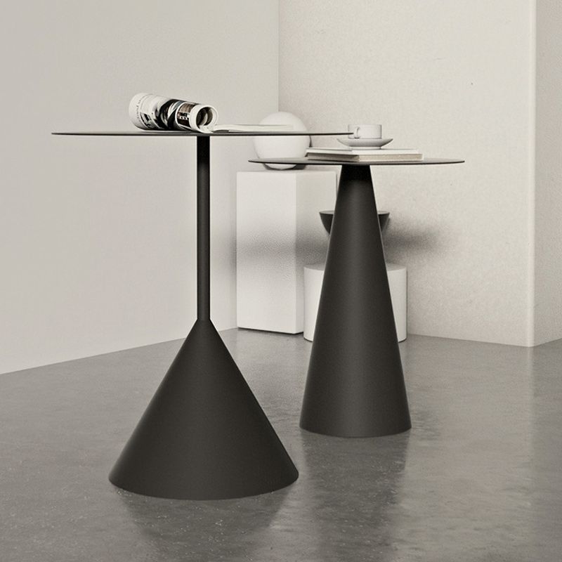 Pedestal Metal Coffee Table Round Black/White Cocktail Table