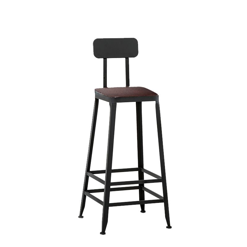Contemporary Square Dining Stools Metal Bar Stools with Footrest