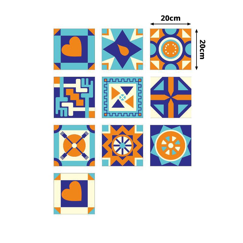 Contemporary Geometric Wallpapers Orange-Blue Self Sticking Wall Covering for Bedroom