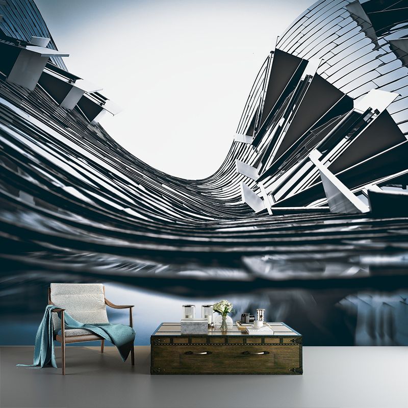 Buildings Pattern Mildew Wall Mural Horizontalt for Living Room