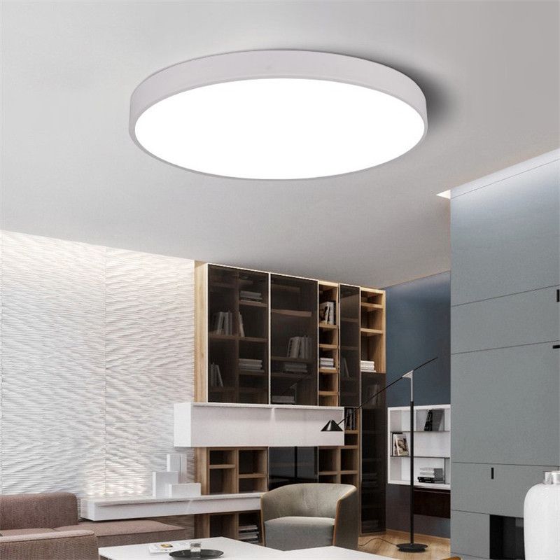 Lámpara de techo empotrada LED de metal redondo, estilo moderno, 1 luz, montaje empotrado