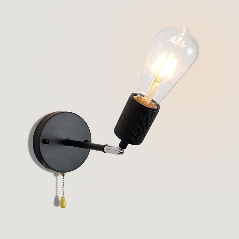 Industrial Tapered Shape Wall Mount Light Fixture Metal 1 Light Sconce Lamp in Black