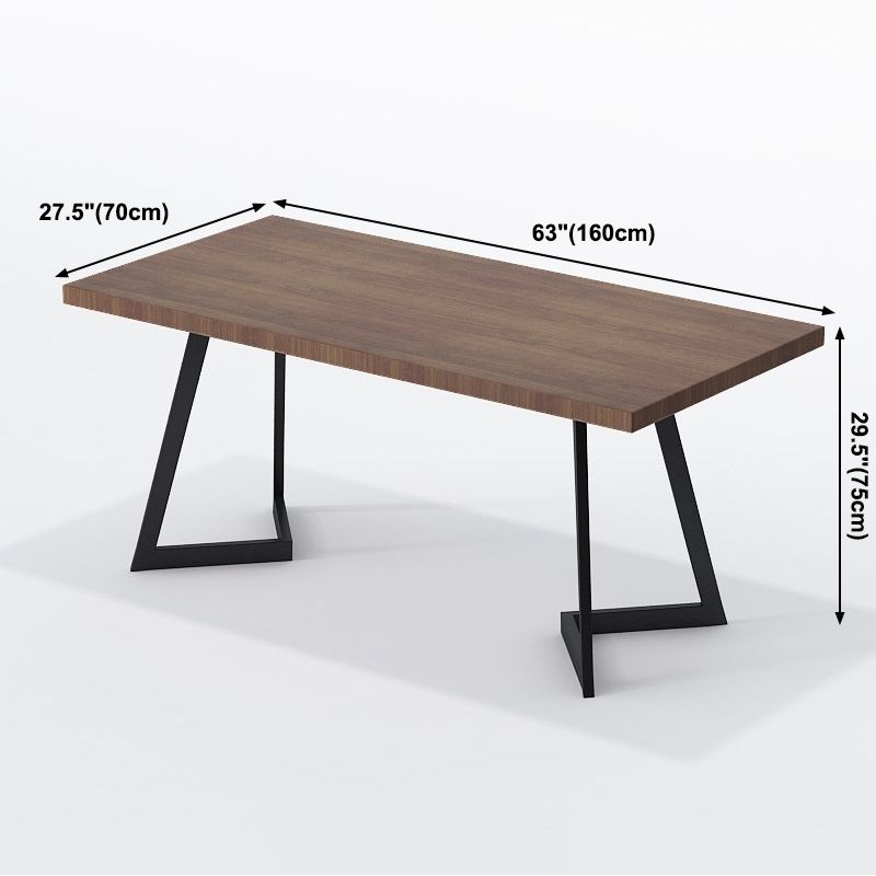 Industrial Solid Wood Dinner Room Kitchen Table Brown Table with Black Frame