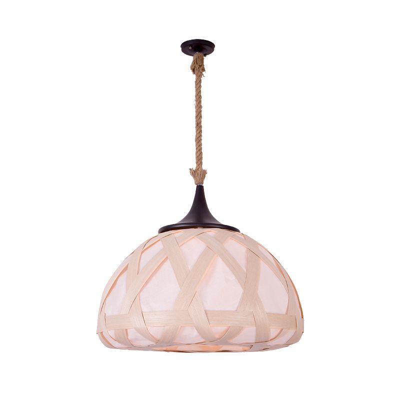 Hemisferio Luz colgante de madera japonesa 1 accesorio de iluminación suspendida en beige