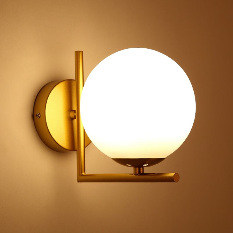 Spherical Bedroom Wall Sconce Lighting Glass Modern Style Wall Mounted Light Fixture