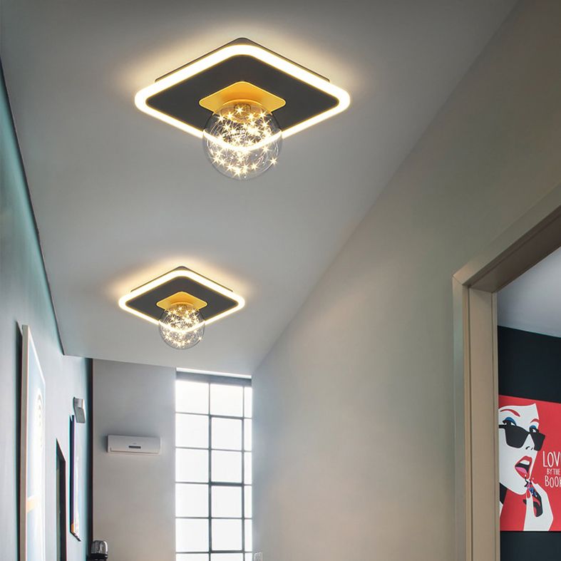 Clear Glass Globe Flush Mount Light LED Light Creative Bedroom Lighting Fixture