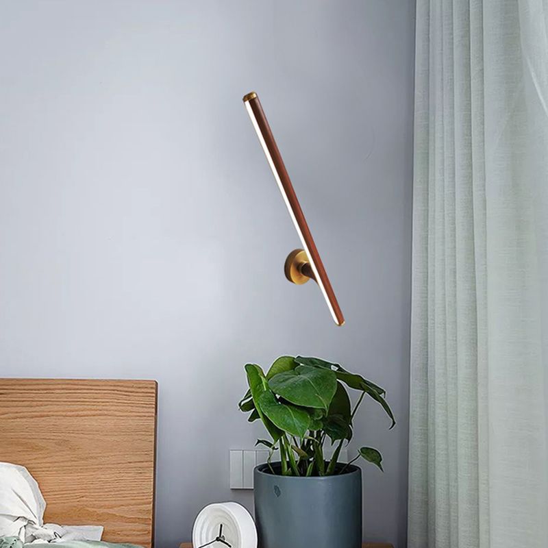 Lampada da parete a parete in legno contemporanea a 1 luci a parete a parete lineare per camera da letto