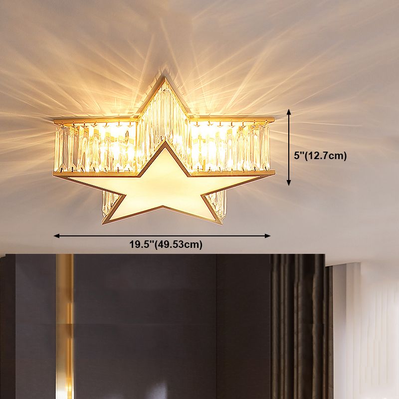 Gold Schattierte Deckenbefestigung Einfache Kristall-Schlafzimmer-Deckenhalterung Licht Befestigung