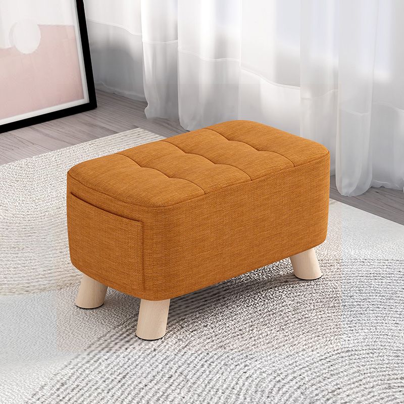 Modern Cotton Storage Pouf Plain Rectangle Tufted Chair Ottoman