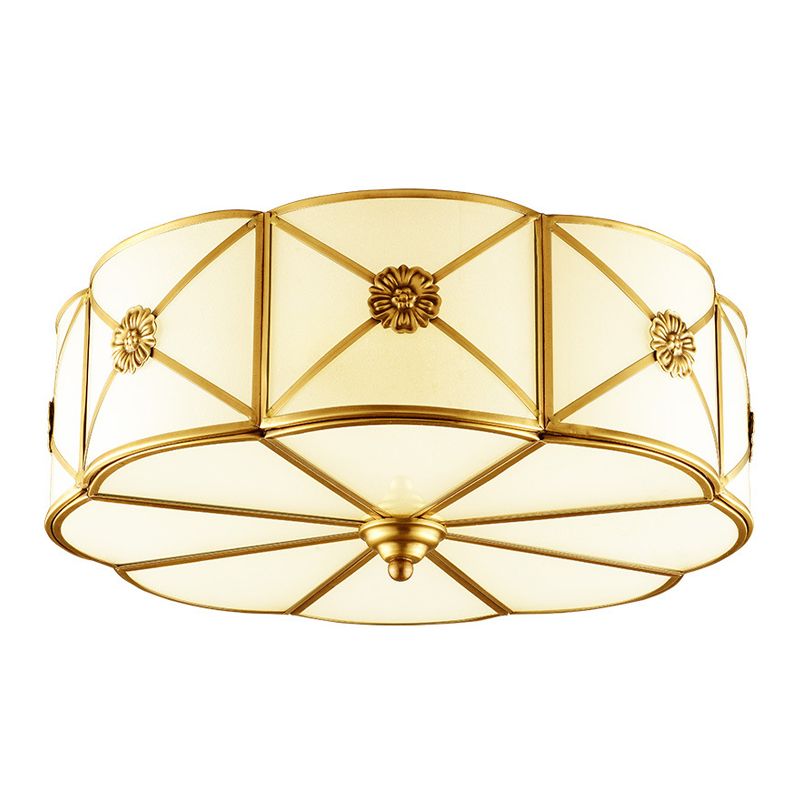 Glass Flower Ceiling Mounted Light Vintage-Style Ceiling Mounted Fixture