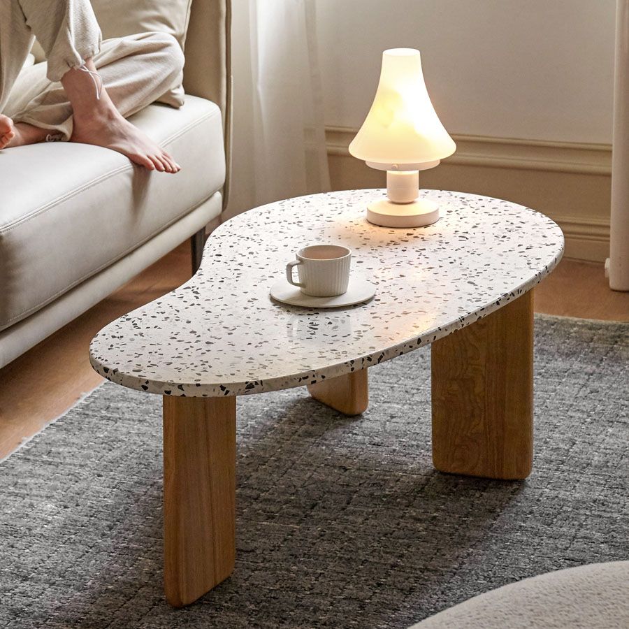 3 Legs Coffee Table Stone Geometric Coffee Coffee or End Table