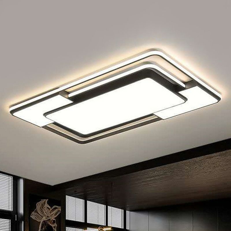 Empalme LED integrado Sala de estar de aluminio moderna con lámpara de techo incorporada, negro