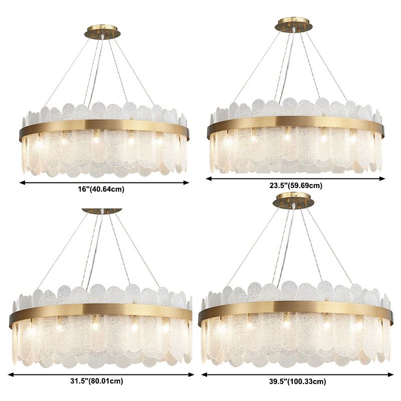 Drum Chandelier Light Fixture Vintage Glass Pendant Lighting for Restaurant