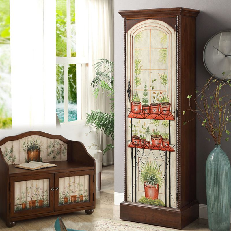 Coastal Cabinet with Hinged Door Wood Matte Finish Storage Cabinet