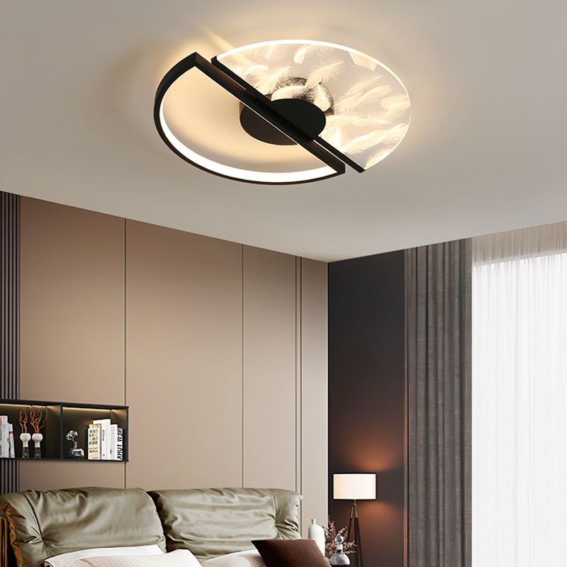 Luz de techo LED contemporánea con diseño de plumas y luz de montaje empotrado de metal