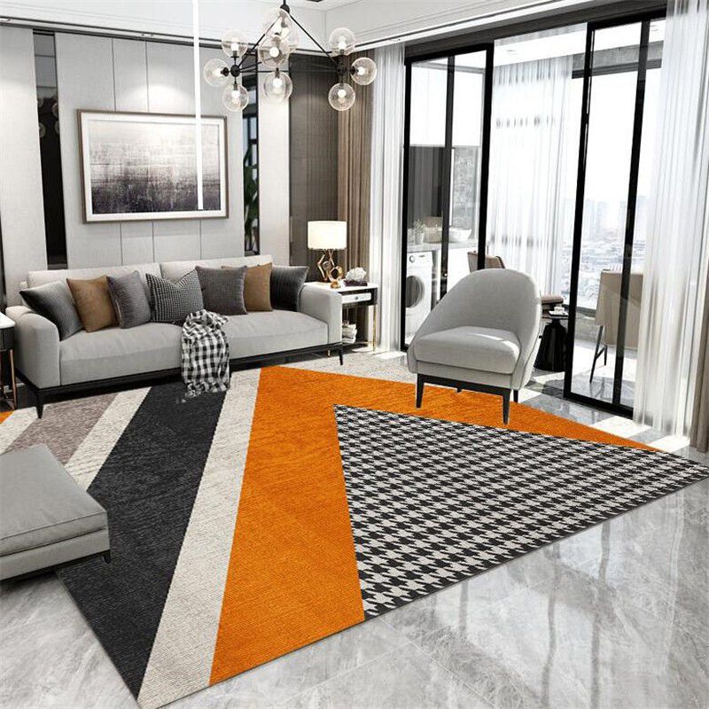 Gorgeous Orange Tone Carpet Trendy Polyster Area Rug Non-Slip Backing Rug for Living Room
