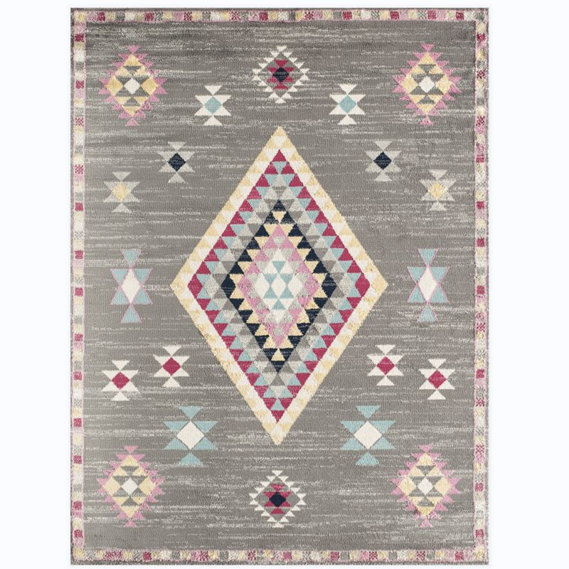 Traditional Morocco Area Carpet Tribal Pattern Polyester Area Rug Stain Resistant Rug for Home Decor