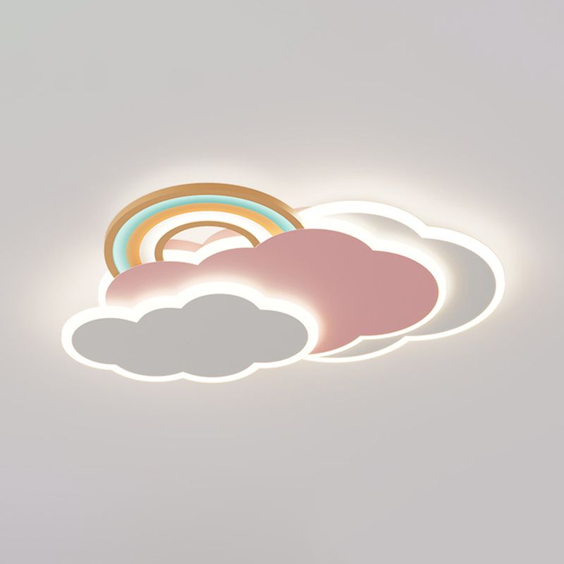 Cloud Shape Metal Flush Light Kid Style 4 Lights Flush Mount Ceiling Lights in White