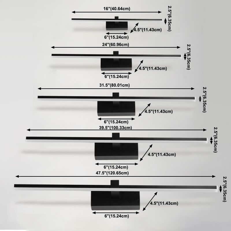 Linear Shade Metal Wall Sconce Lighting Modern 1- Light Mirror Wall Mount Light Fixture