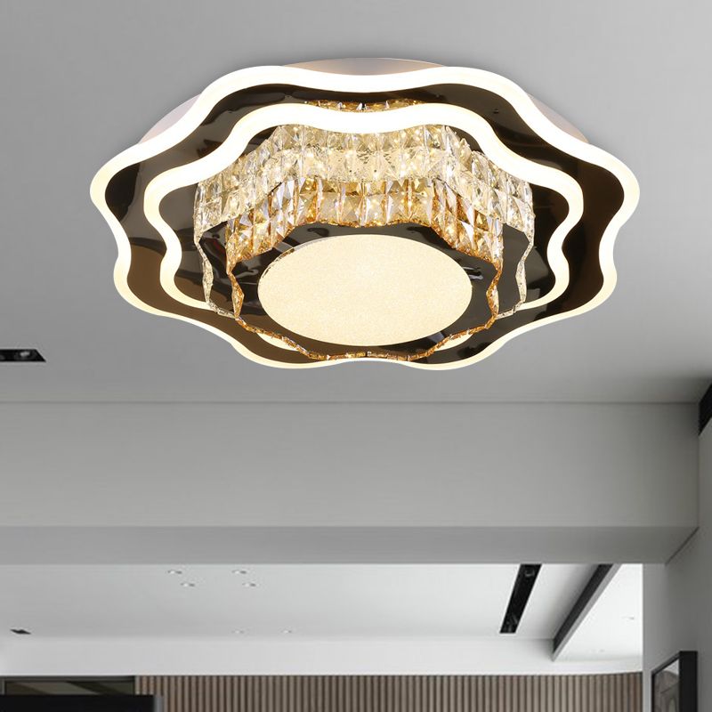 Witte bloemachtige inbouwarmatuur moderne stijl kristallen LED woonkamer plafondlamp