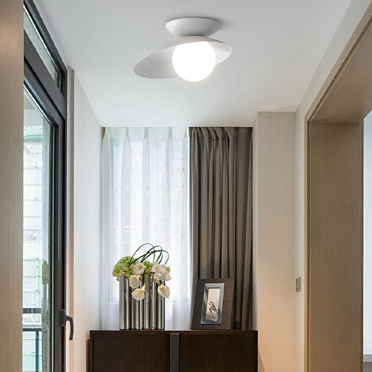 Single Black Flush Mount Lighting Unique Metal LED Ceiling Light