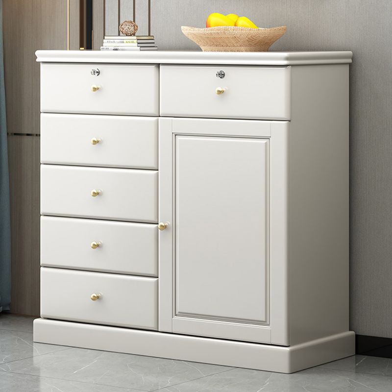39.4" Tall Solid Wood Chest 6 - Drawer and 1 - Door Accent Cabinet