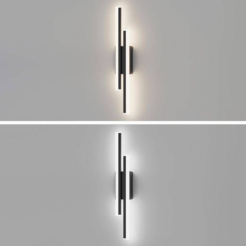 2-Lights Linear Wall Sconce Nordic Minimalist Style Aluminum Sconce Wall Light