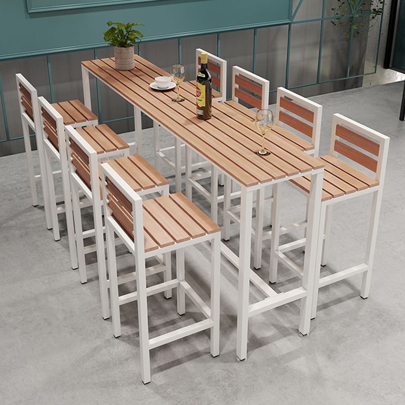 Modern Rectangle Wood Counter Table 1/5/9 Pieces Bar Table Set for Cafe