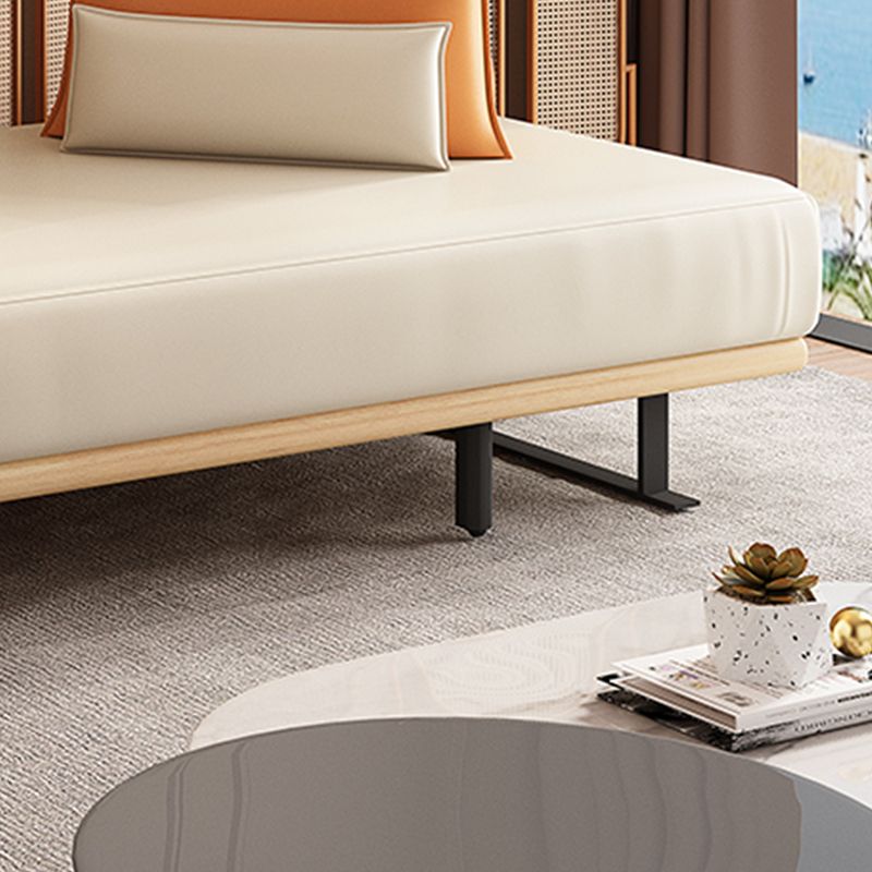 Modern Convertible Sofa Bed Armless Sofa with Pillows in Beige