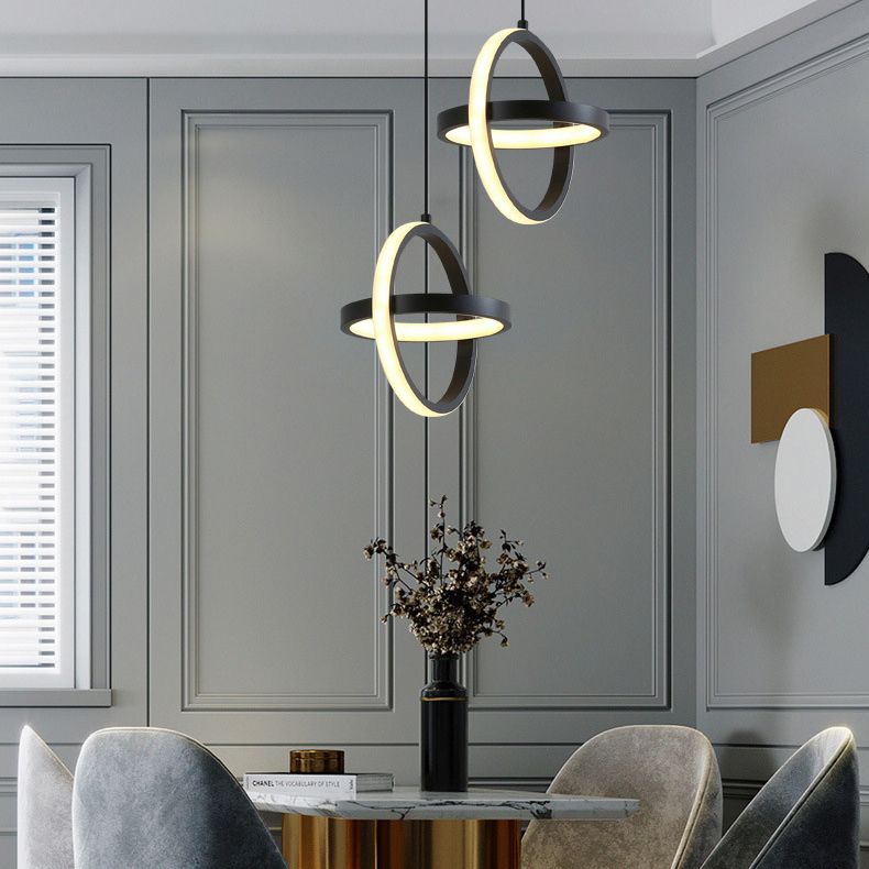 Moderno ciondolo rettangolare da 20 w camera da letto leggero soggiorno a led in alluminio nero