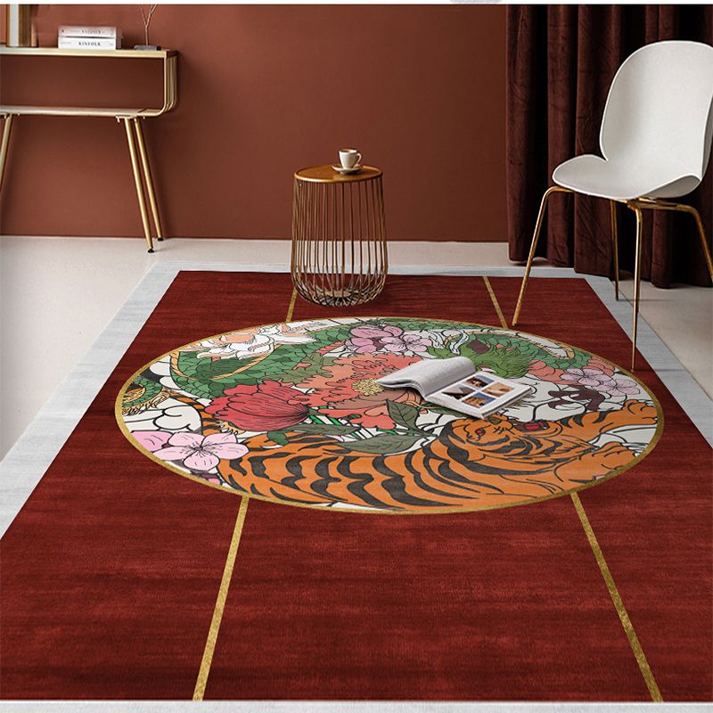 Tapis à rayures tigres vintage Tapis en polyester tapis de support sans glissement pour le salon